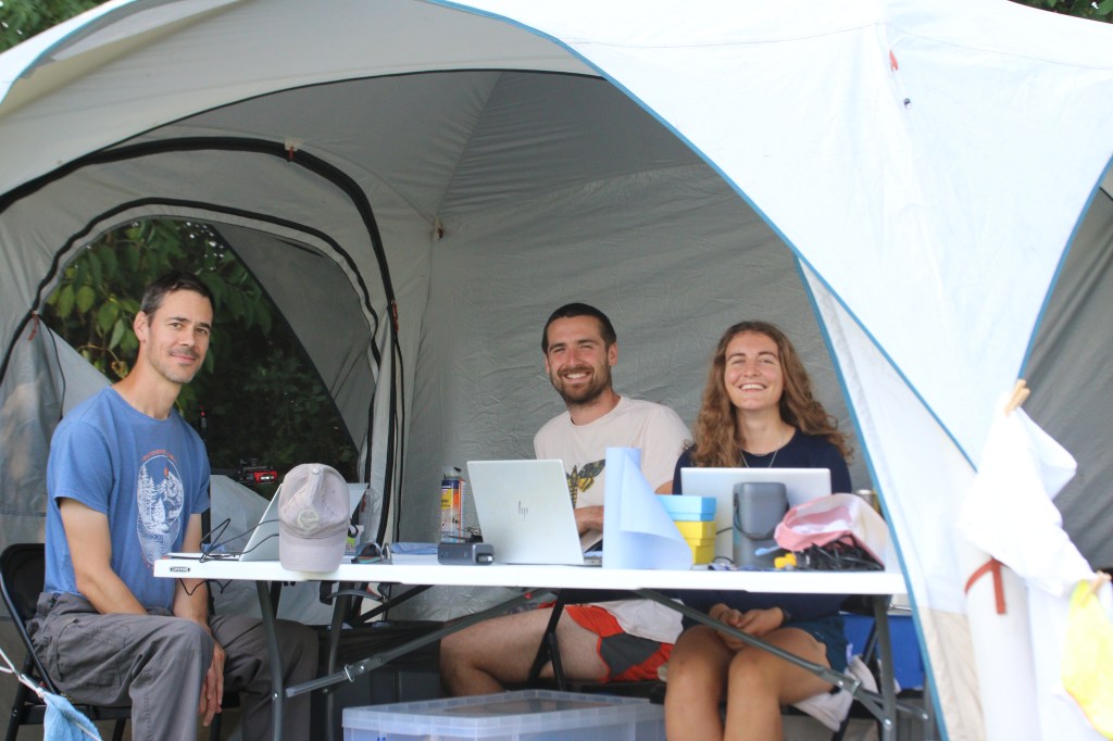 Happy moth-ers in field tent