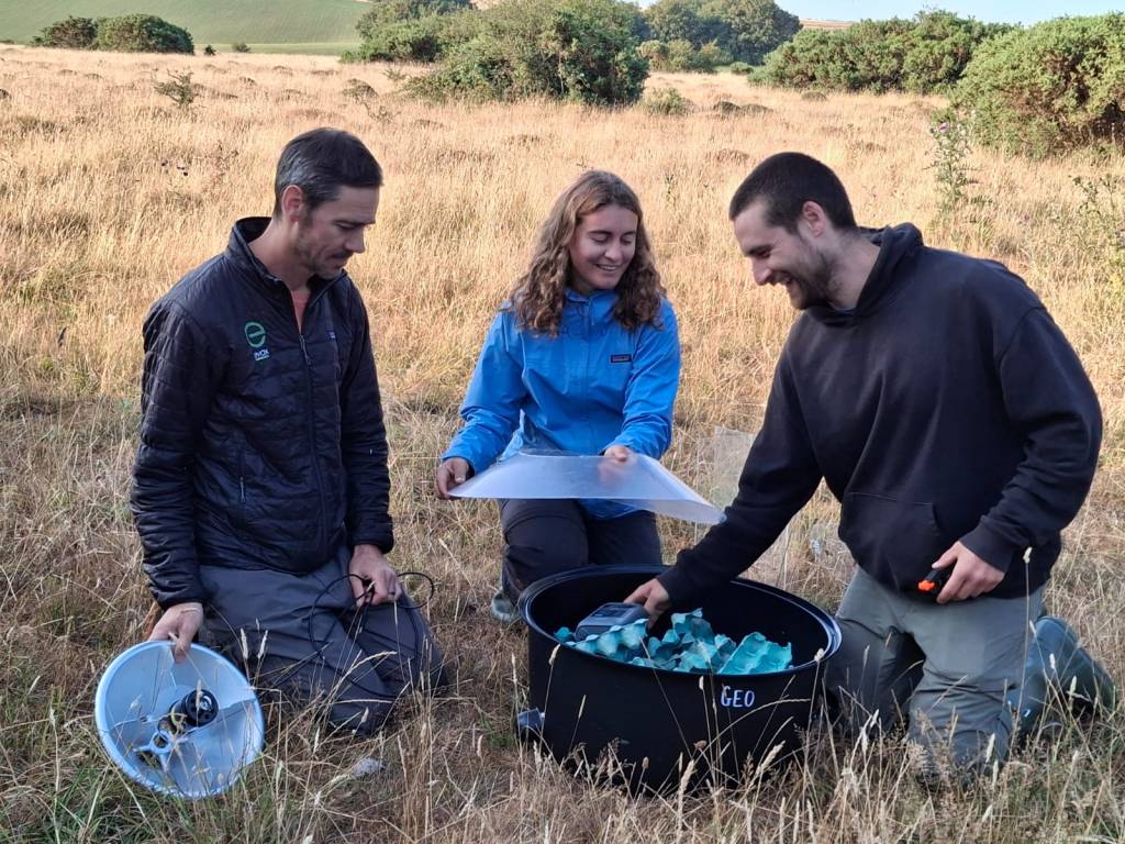 Justin, Julia and Emile in the field